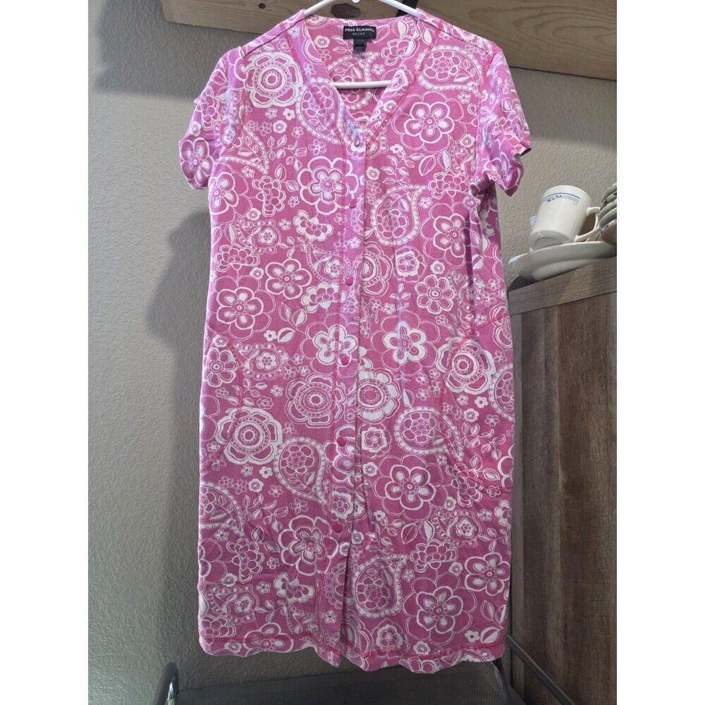 Miss Elaine Relax Pink Floral Night Gown Dress Women's Size Medium